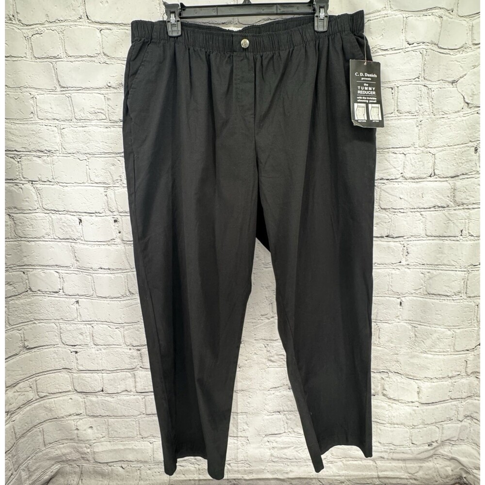 NWT C.D. Daniels Pants Women's 2X Plus Black Pull On Cotton Lightweight Pockets